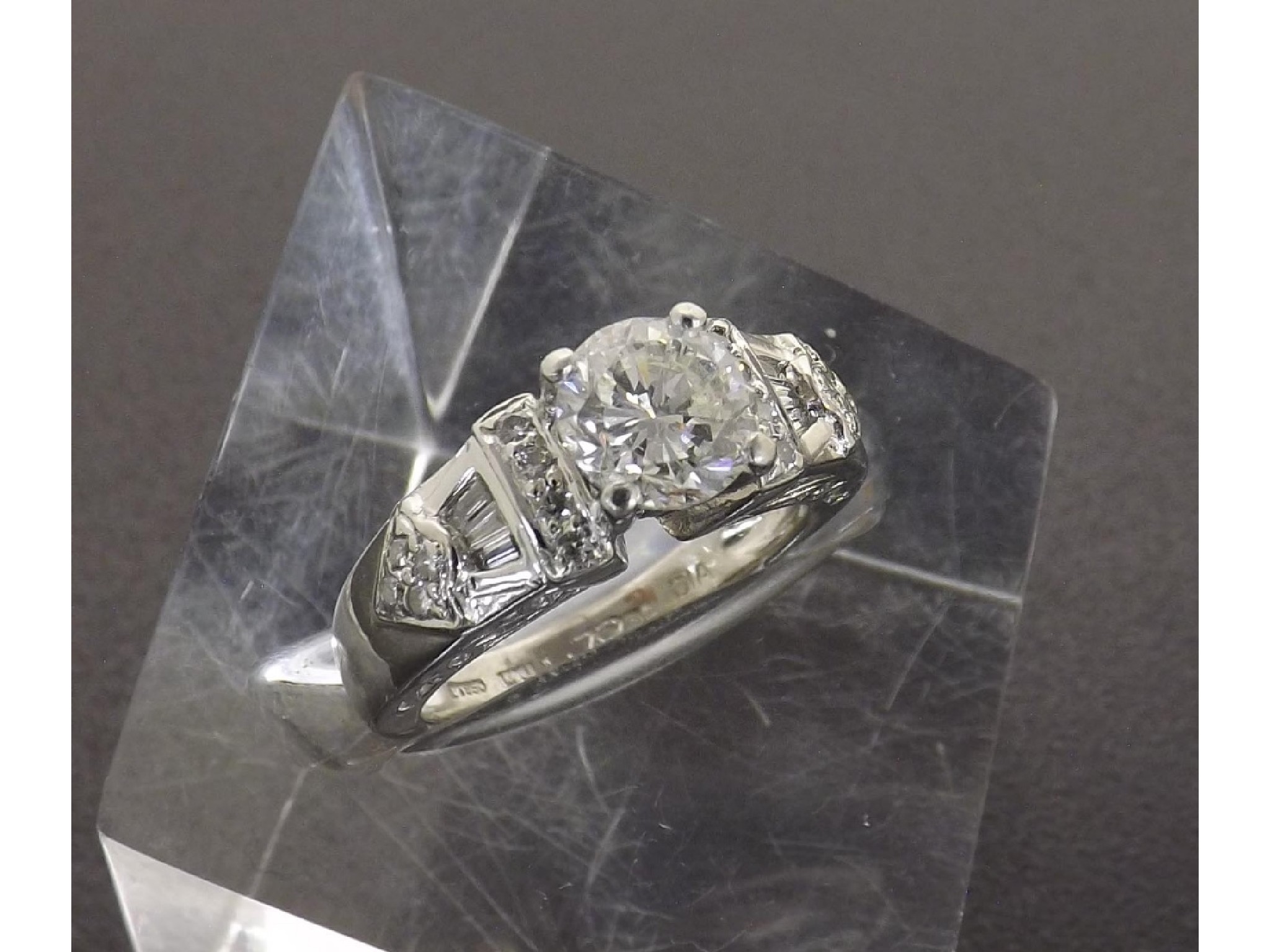 Appraisal: ms Good platinum solitaire diamond ring ct approx with round