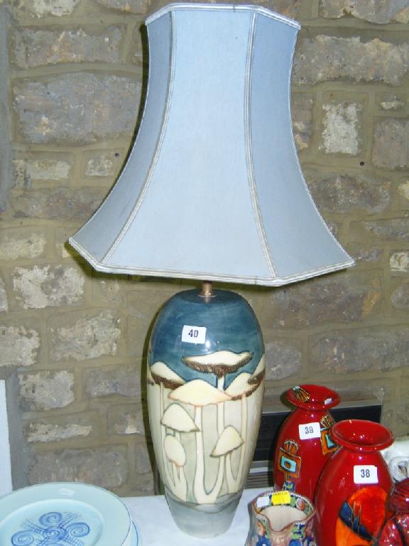 Appraisal: A large Moorcroft lamp base with moulded and painted toadstool