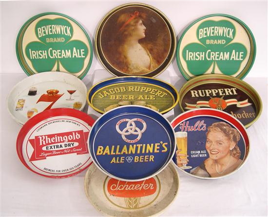 Appraisal: Collection of ten vintage beer trays including Hull's Christian Feigenspan