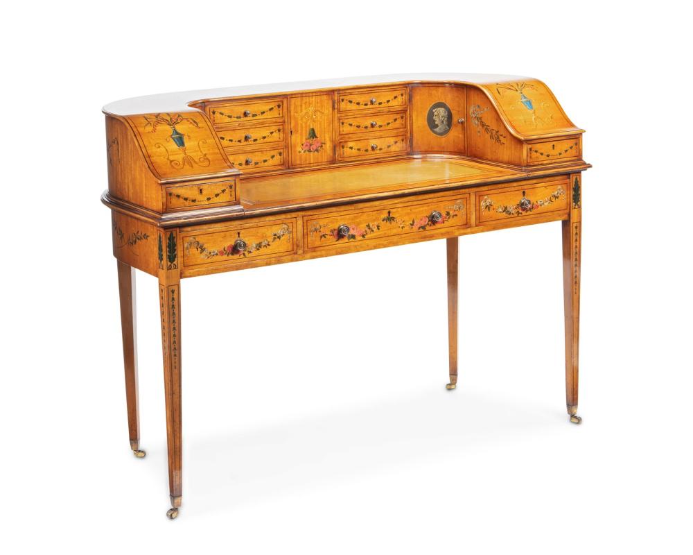 Appraisal: A George III-style satinwood Carlton House desk Fourth-Quarter th Century