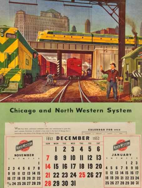 Appraisal: Chicago Northwestern System Calendar Description Full pad complete with both