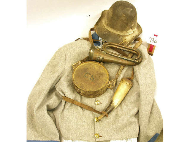 Appraisal: Civil war enlisted uniform shell jacket pants shirt hat canteen