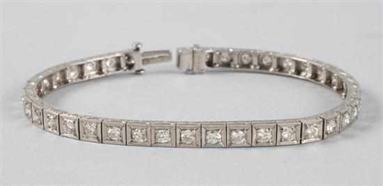 Appraisal: Art Deco diamond flexible link bracelet composed of thirty-nine round-cut