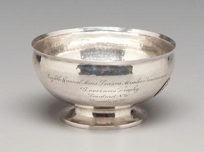 Appraisal: Dodge sterling golf trophy footed round bowl with hammered finish