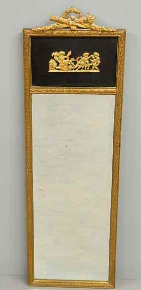 Appraisal: French mirror with a brass frame the upper panel with