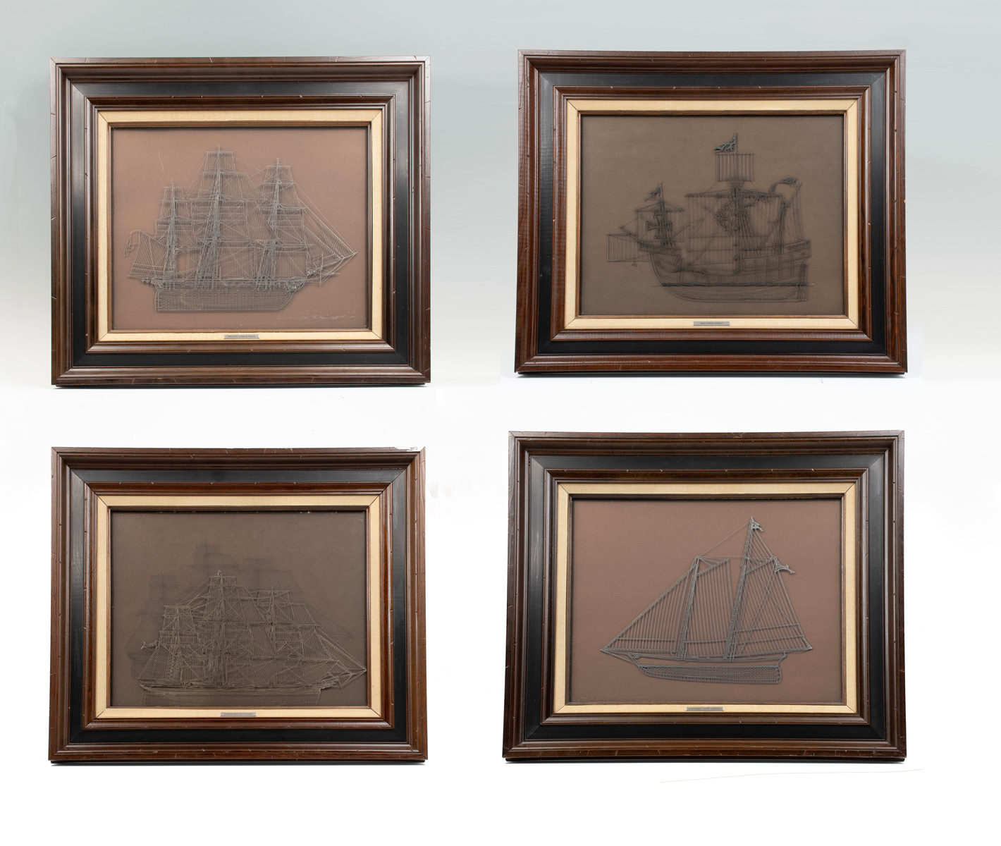 Appraisal: PC STERLING FRANKLIN MINT BOATS SILHOUETTES All framed Including -