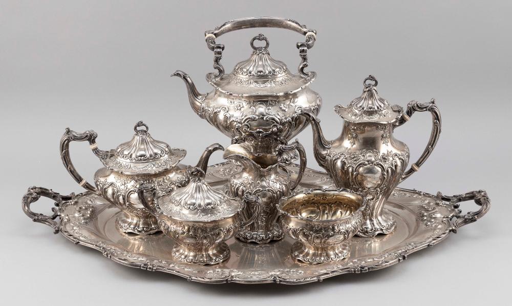 Appraisal: GORHAM CHANTILLY GRAND STERLING SILVER SEVEN-PIECE TEA AND COFFEE SERVICE