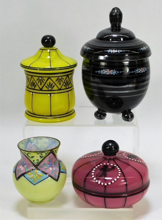 Appraisal: ASSORTED ENAMELED BOHEMIAN CZECH ART GLASS Bohemia th CenturyLot includes