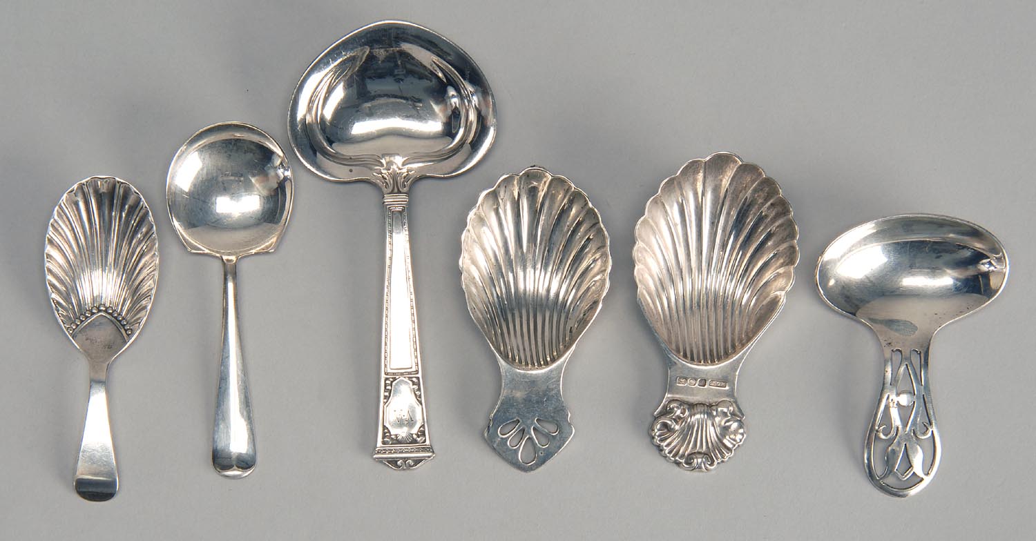 Appraisal: SIX SILVER TEA CADDY SPOONS Five are English by various