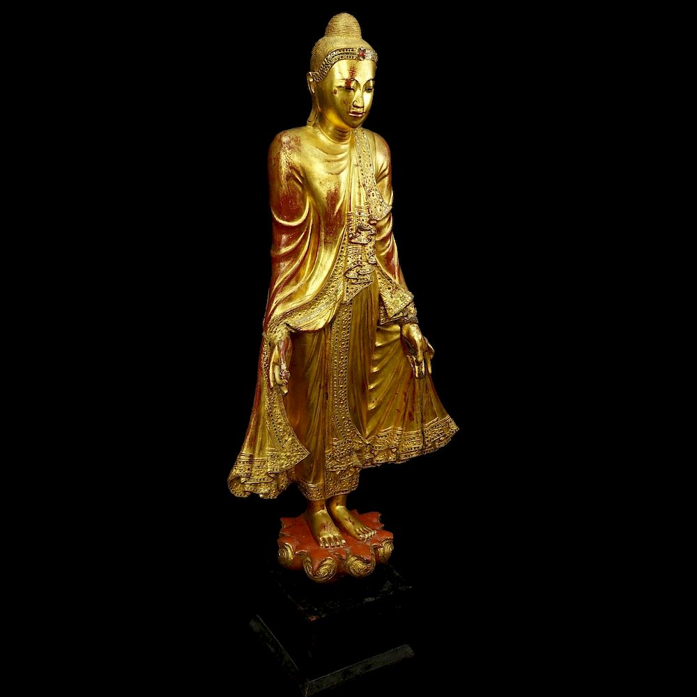 Appraisal: Thai Gilt Carved Buddha th Century Thai Gilt Carved Wood