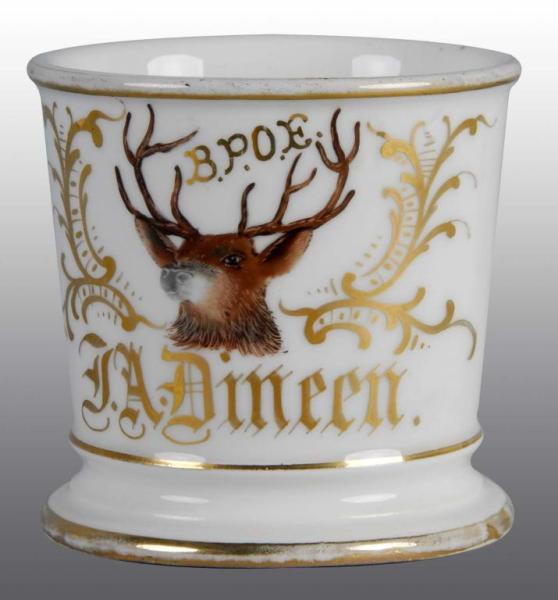 Appraisal: Occupational Shaving Barber Mug of Deer Description Polychrome paint Name