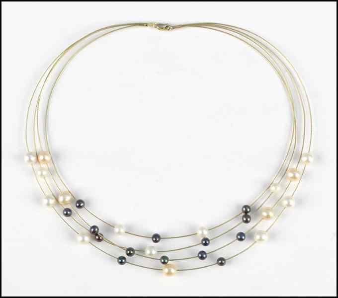 Appraisal: KARAT YELLOW AKOYA AND BLACK TAHITIAN PEARL COLLAR Condition No