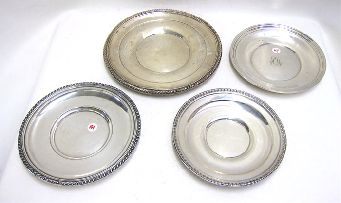 Appraisal: FOUR STERLING SILVER SERVING TRAYS one International Silver Co D