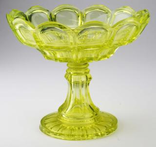 Appraisal: th c pattern molded footed compote canary flint glass wafer