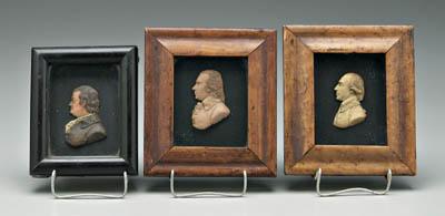 Appraisal: Three wax profiles medical luminaries one pink wax inscribed in