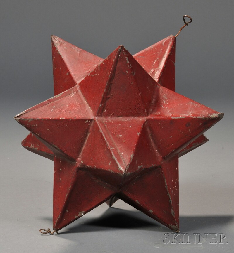 Appraisal: Red-painted Twelve-point Tin Star reportedly Mennonite Pennsylvania th early th