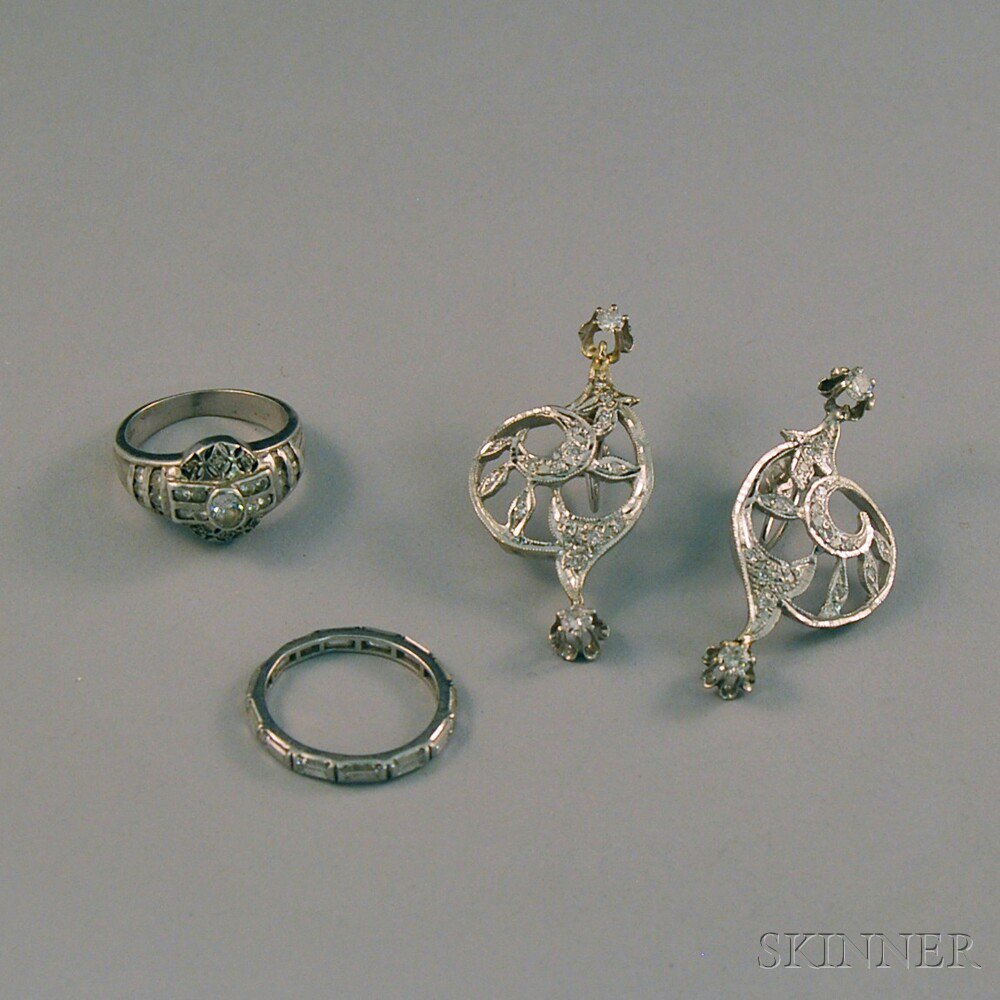 Appraisal: Four Pieces of Jewelry a pair of kt white gold