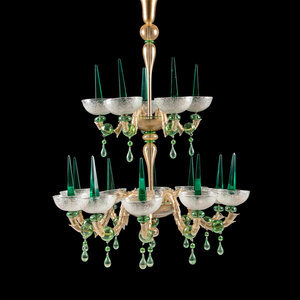 Appraisal: A Murano Glass Fifteen-Light Chandelier Designed by Andr Arbus French