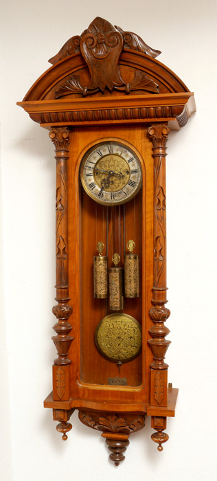 Appraisal: GUSTAV BECKER TRIPLE WEIGHT REGULATOR CLOCK Arched pediment with applied