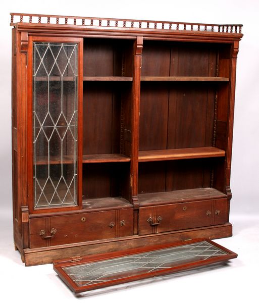 Appraisal: Mahogany bookcase with mullioned doors h to top of gallery