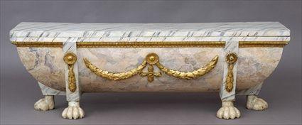 Appraisal: ITALIAN BAROQUE MARBELIZED AND PARCEL-GILT CASSONE The hinged top above