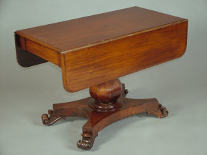 Appraisal: A Victorian mahogany pedestal pembroke table mid th century the