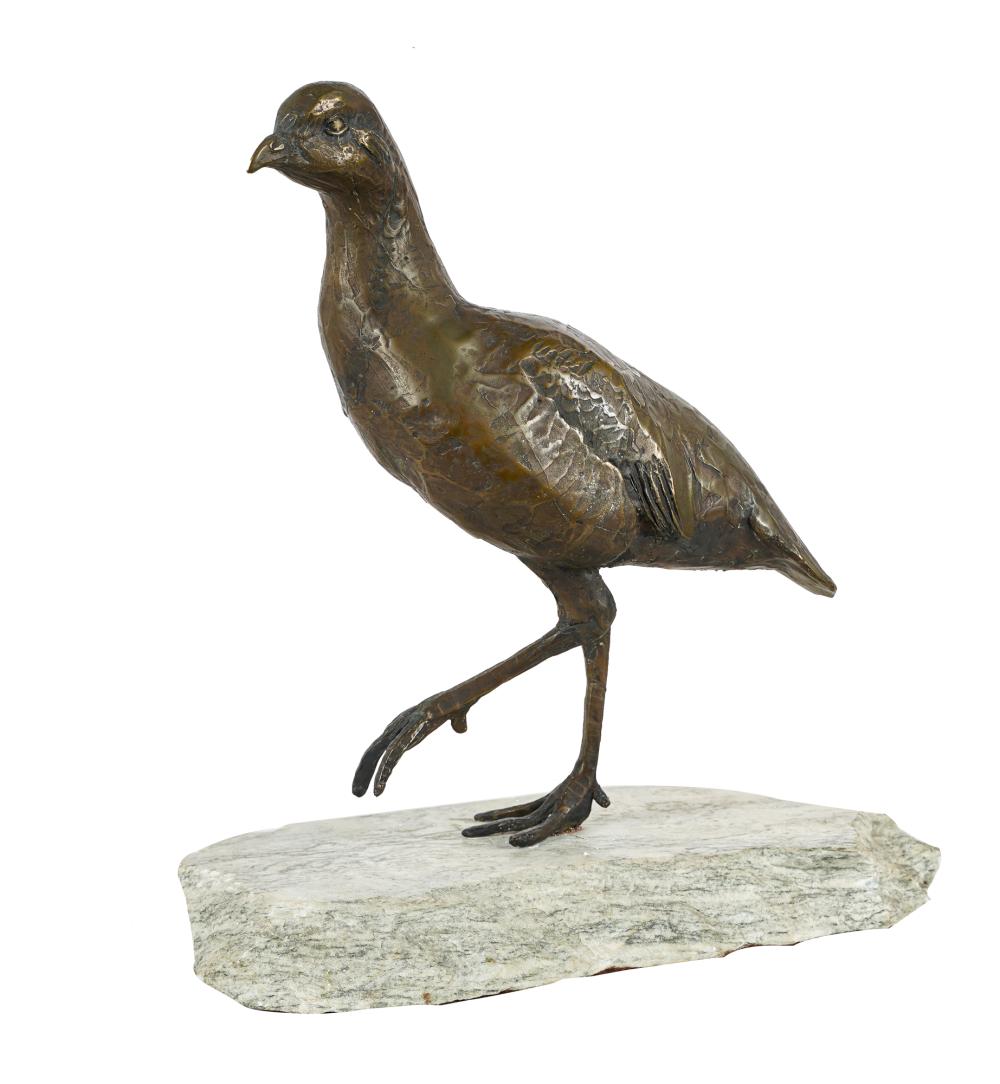 Appraisal: BRONZE BIRDmounted to a stone signed in casting underside Mancini