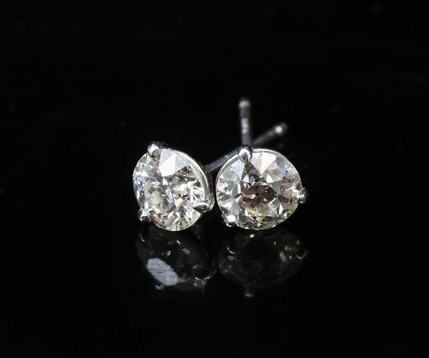 Appraisal: PLATINUM CTW DIAMOND STUDS CTW all platinum studs including jumbo