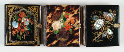 Appraisal: THREE PAPIER-M CH CASED PLATE AMBROTYPES One in simulated tortoise