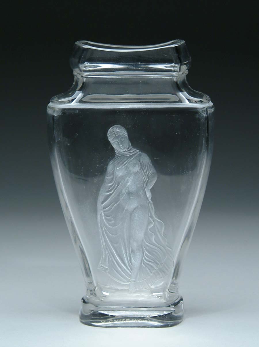 Appraisal: GALLE INTAGLIO CARVED VASE Spectacular Galle clear crystal vase is