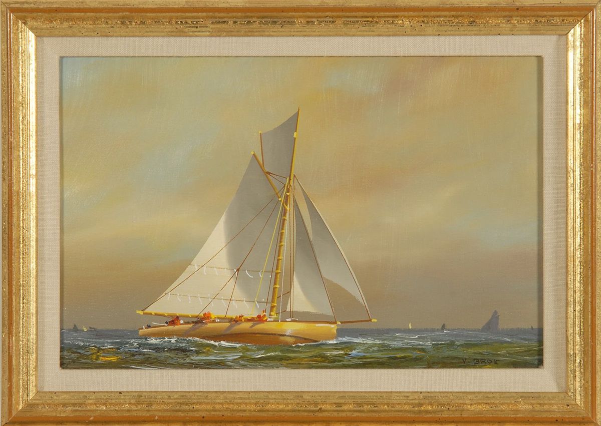 Appraisal: VERN BROEAmerican ContemporaryYachting scene Signed lower right V Broe Oil