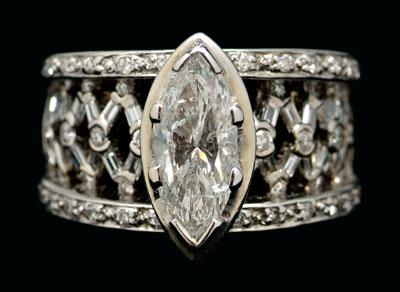 Appraisal: ct diamond ring center marquis-cut diamond estimated weight cts color