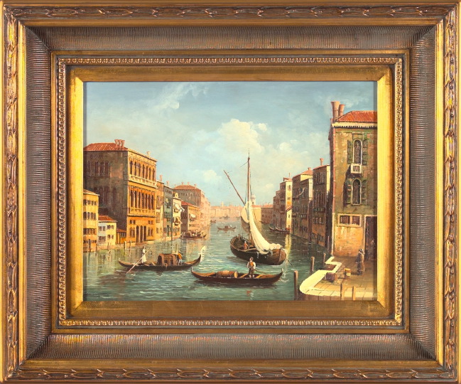 Appraisal: Italian School st Century Venetian Canal Scene oil on panel