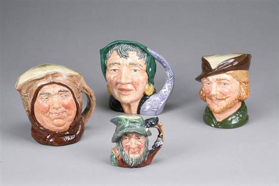 Appraisal: FOUR ROYAL DOULTON CHARACTER JUGS Friar Tuck The Fortune Teller