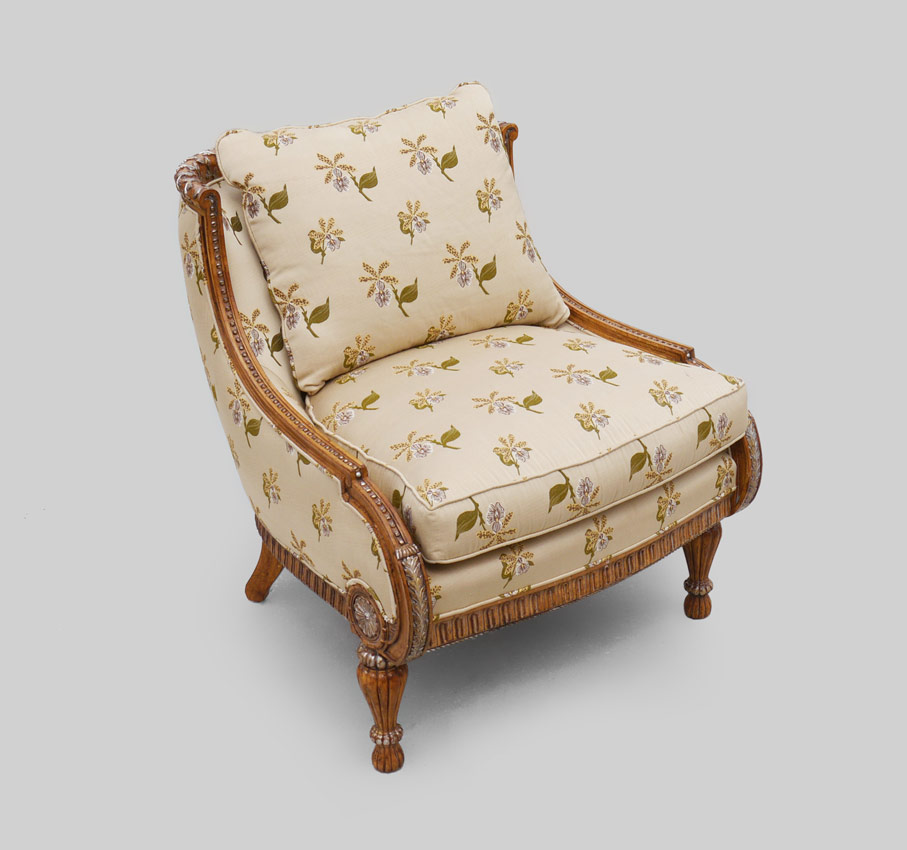 Appraisal: ELEGANT PARLOR CHAIR BY CENTURY FURNITURE Top rail carved and