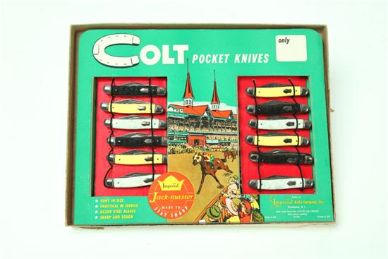 Appraisal: COLT POCKET KNIFE DISPLAY American mid th century Twelve knives