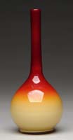 Appraisal: WHEELING PEACH BLOW STICK VASE Deep fuschia coloring shading to