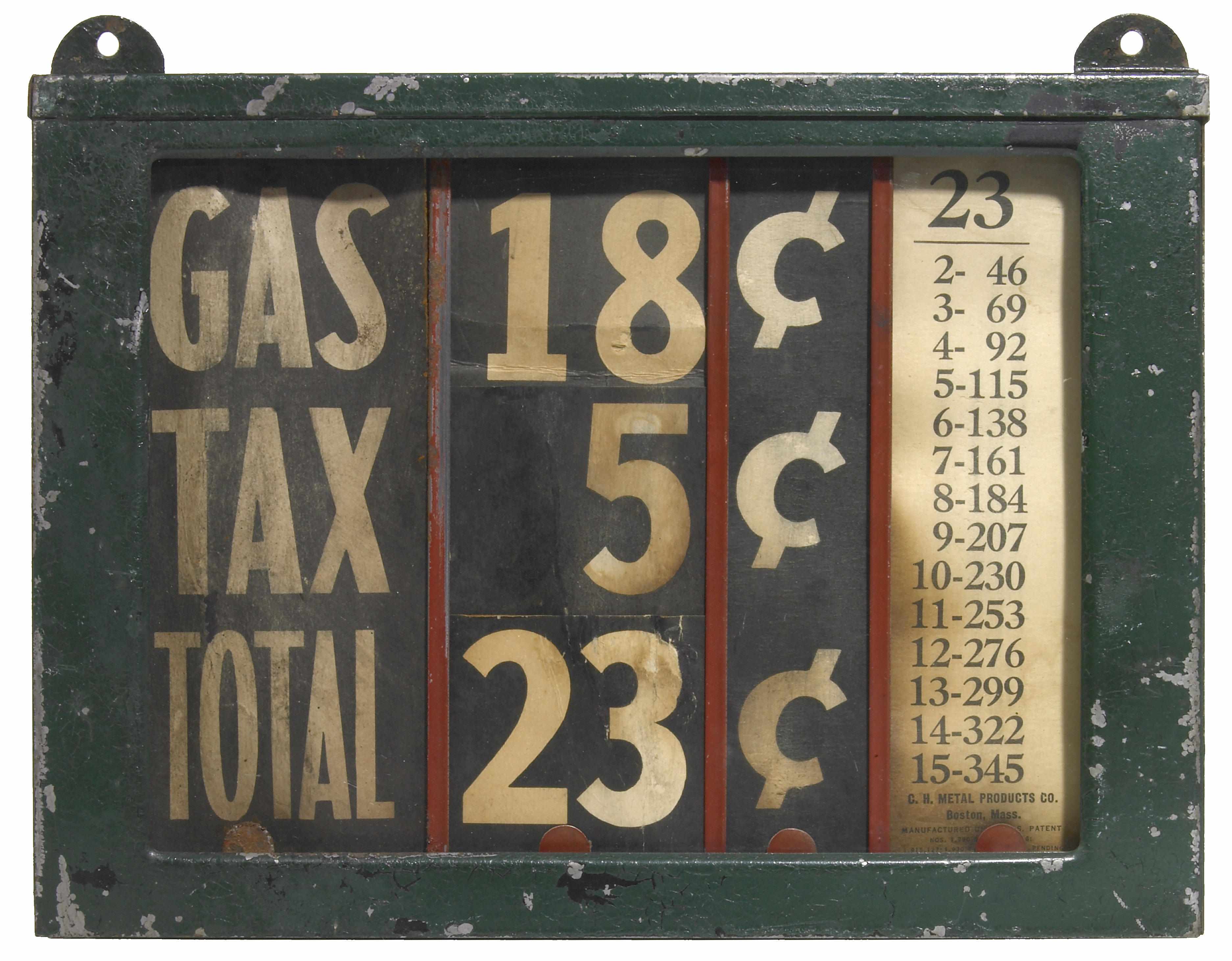 Appraisal: A early gas station price sign circa painted tin with