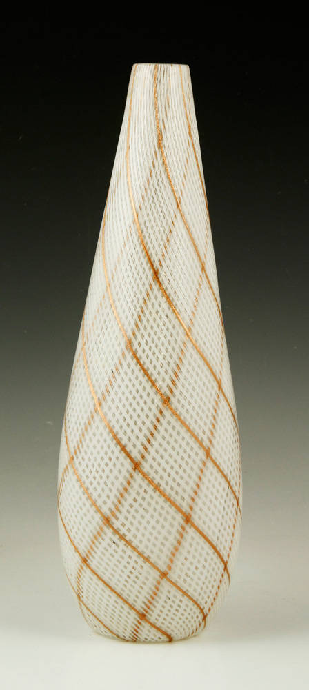 Appraisal: - Italian Glass Vase Italian vase gold and ivory colored