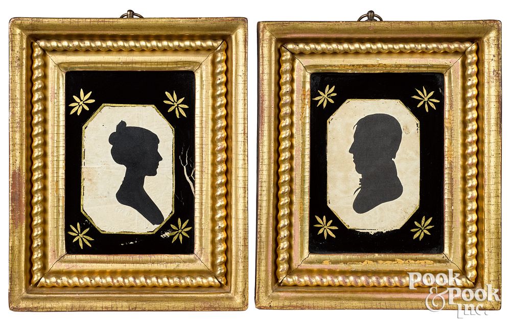 Appraisal: Pair of Peale's Museum hollowcut silhouettes Pair of Peale's Museum