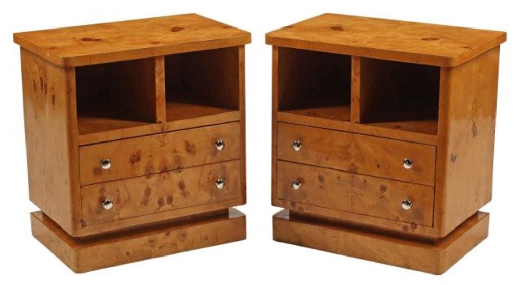 Appraisal: pair Art Deco style two-drawer nightstands approx h w d