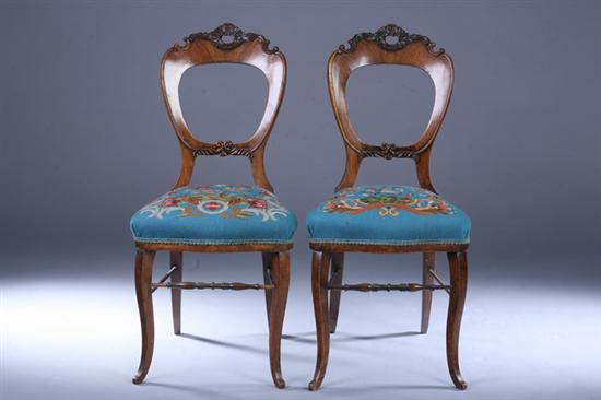 Appraisal: PAIR BIEDERMEIER WALNUT SIDE CHAIRS th century In the French