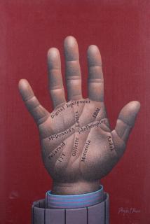 Appraisal: Roger Hane Advertising Hand Acrylic On Canvas Roger Hane American