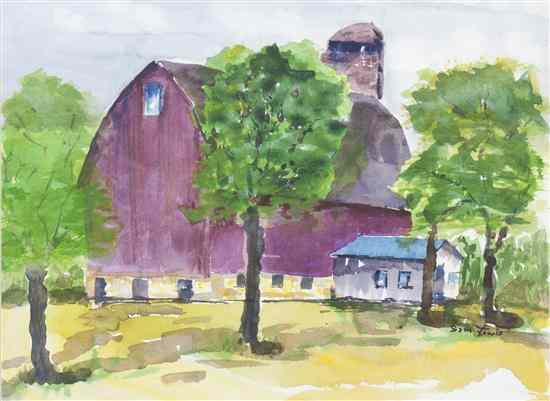 Appraisal: Sam Lewis American th century The Red Barn watercolor signed