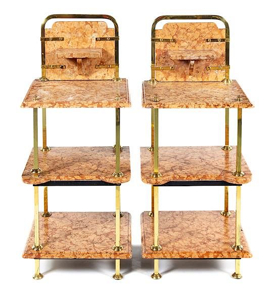 Appraisal: A Pair of Italian Marble and Brass Side Tables Height