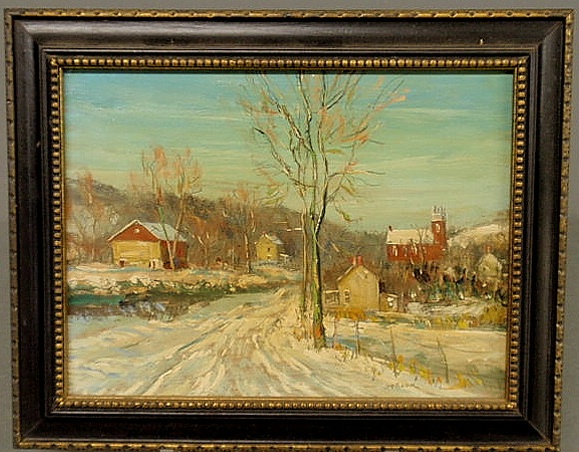 Appraisal: Baum Walter Emerson American - oil on masonite winter landscape