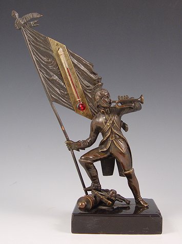 Appraisal: BRONZE SCULPTURE OF A FRENCH SOLDIER LEADING A CHARGE Blowing