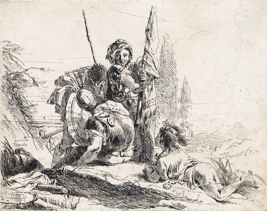 Appraisal: GIOVANNI B TIEPOLO Tre soldati e un ragazzo Etching before