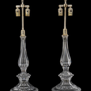 Appraisal: A Pair of Baccarat Blown Glass Table Lamps TH CENTURY