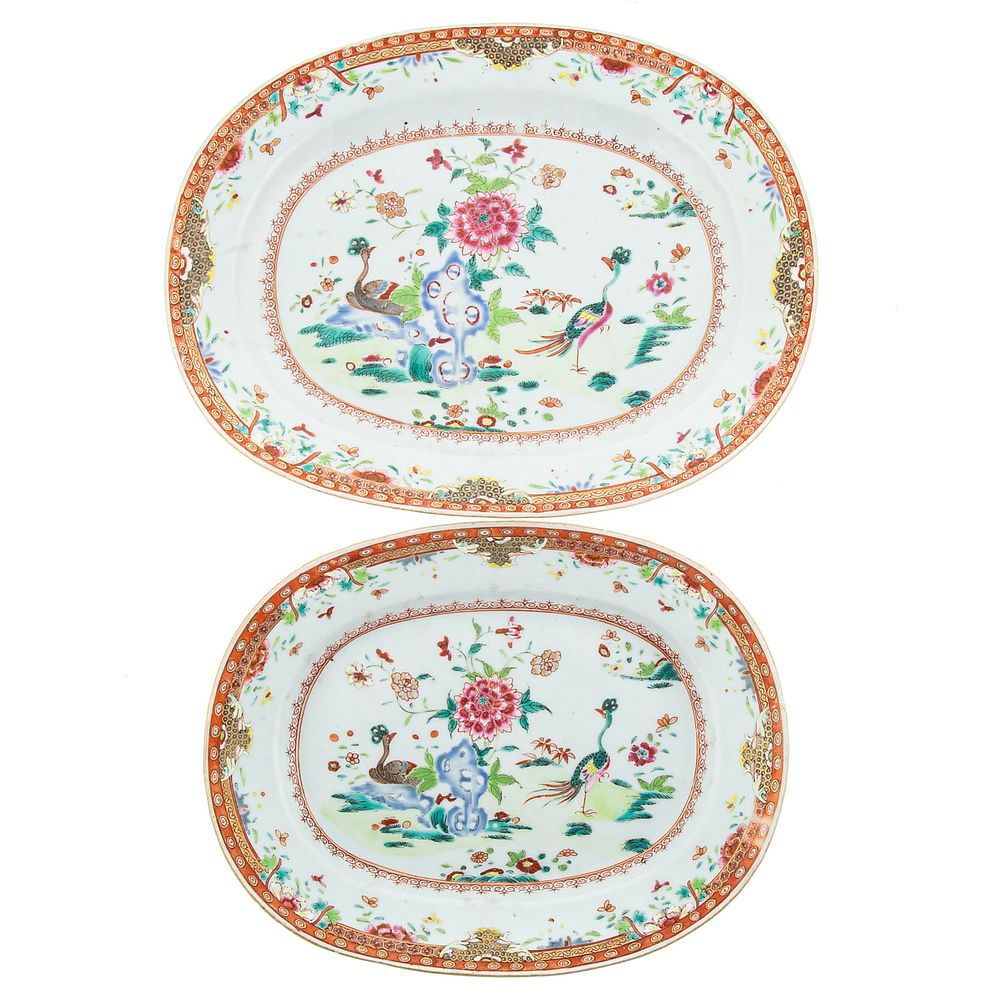 Appraisal: Two Chinese Export Famille Rose Platters Circa for the Portuguese